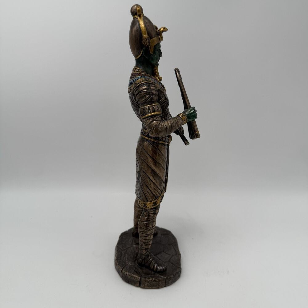 10 3/8 Egyptian Osiris God of Dead Afterlife Flail & Crook Statue Bronze Finish - Picture 2 of 6